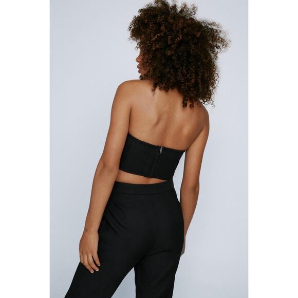 Nasty Gal Premium Fringed Bustier Top black with Green fringe size 8 - Picture 4 of 11